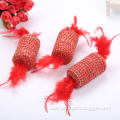 Christmas color sisal cat toy with feather